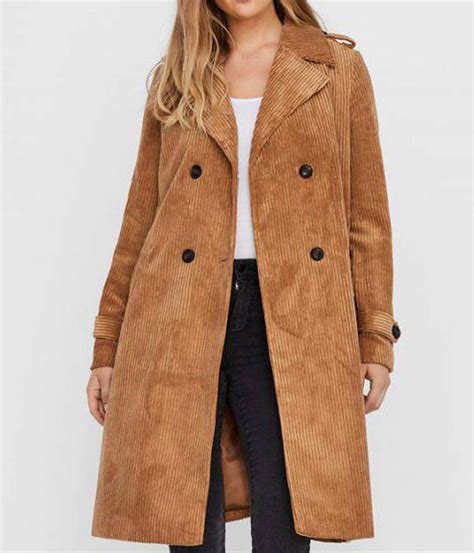 Long Corduroy Trench Coat in Tundra 